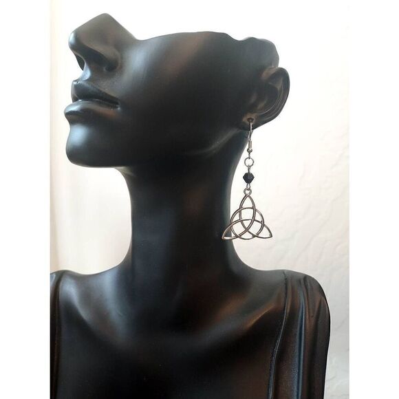 Celtic Triquetra Knot Dangle Earrings - Picture 2 of 6